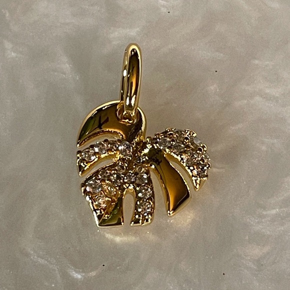 Charm for Pandora Bracelet Palm Tree Leaf Gold with Rhinestones - Picture 2 of 7